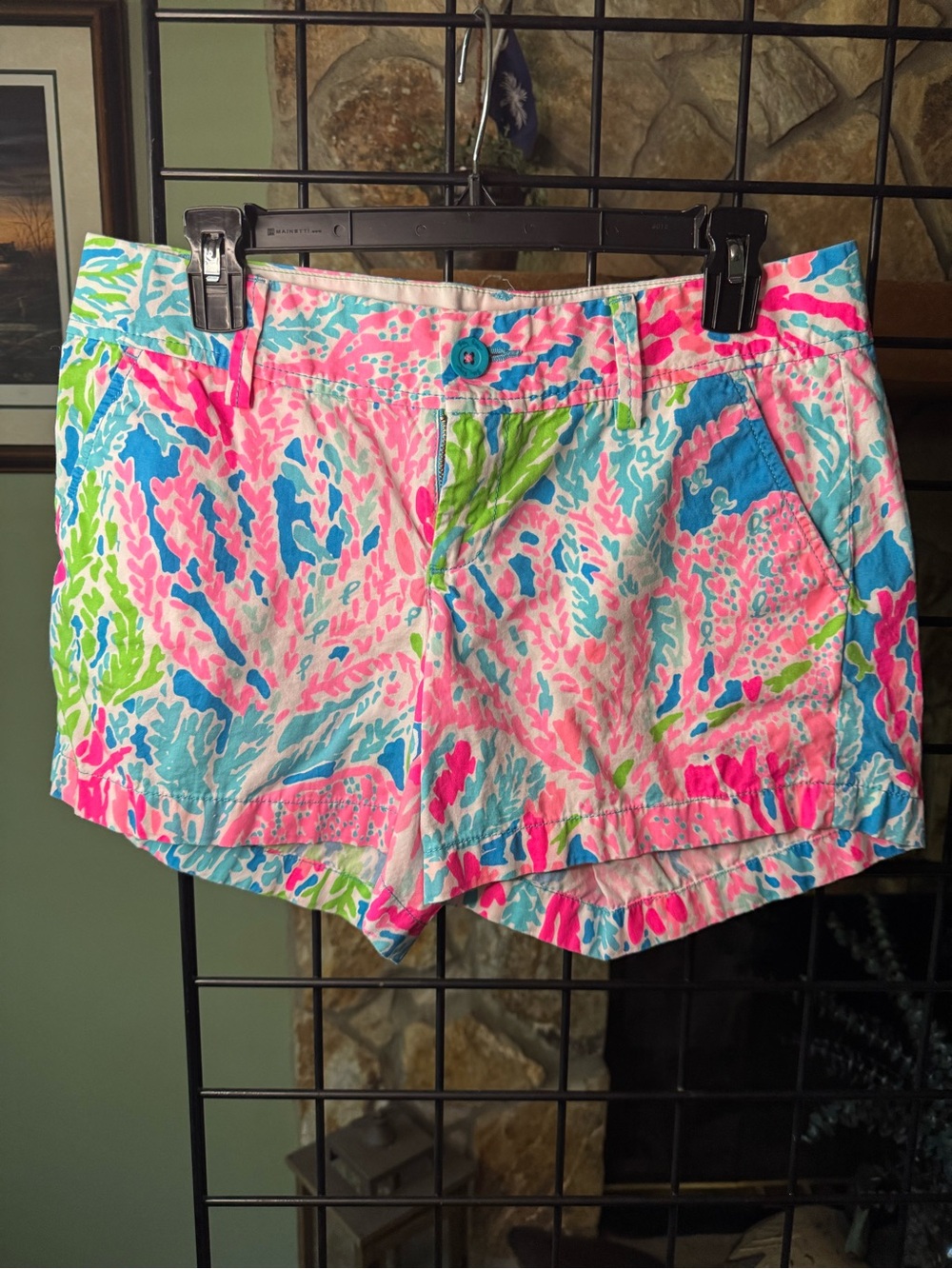 Lilly Pulitzer Coral Reef Print Cotton Shorts in Pink, Blue & Green